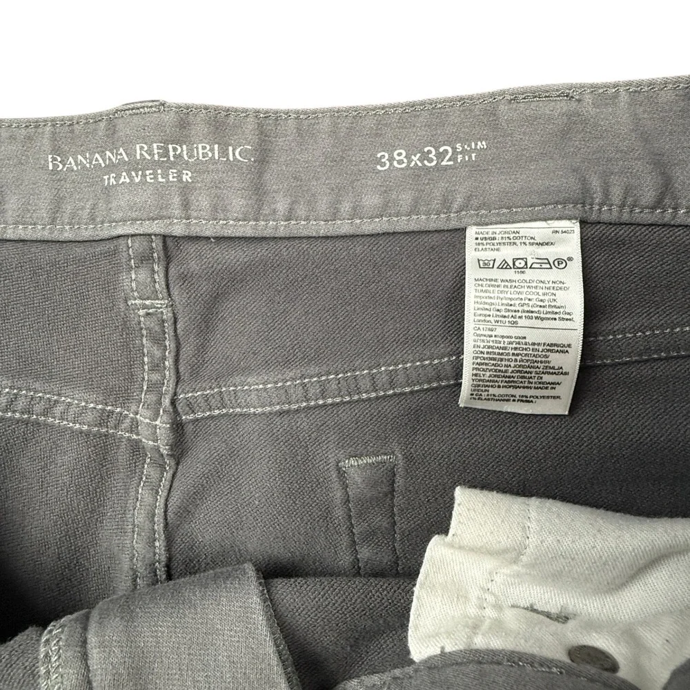 Banana Republic Traveler Slim Fit Grey Pants Stretch Five Pocket Mens 38x32